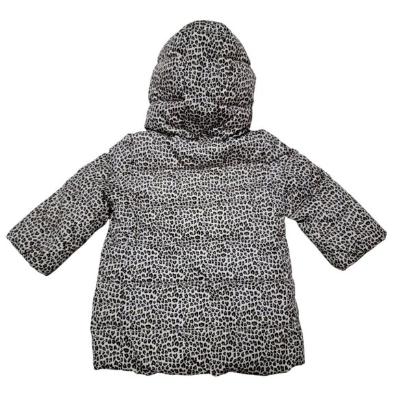GAP Baby Girl Leopard Puffer Jacket 18-24 Months Primaloft Fleece Lined - Picture 2 of 6